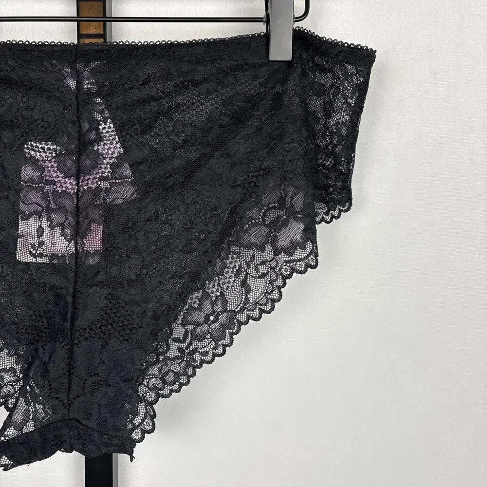 NEW Savage X Fenty Women’s Panties Size 2X Floral Lace Cheeky Black Hipster